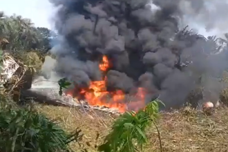 Colombian military Hercules plane with 110 soldiers on board erupts in flames after crash