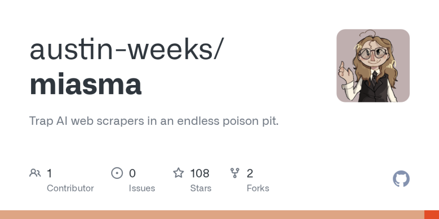 Miasma: A tool to trap AI web scrapers in an endless poison pit
