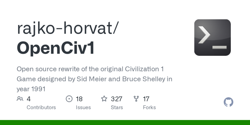 OpenCiv1 – open-source rewrite of Civ1