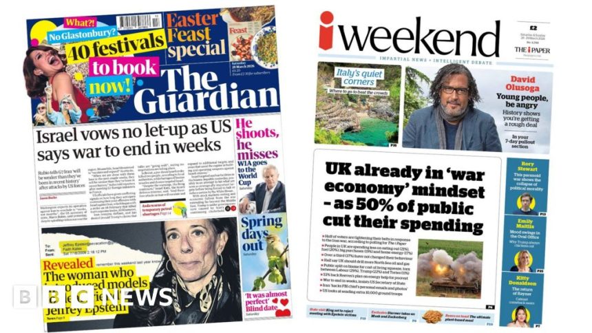 The Papers: 'War to end in weeks' and '50% of public cut their spending'