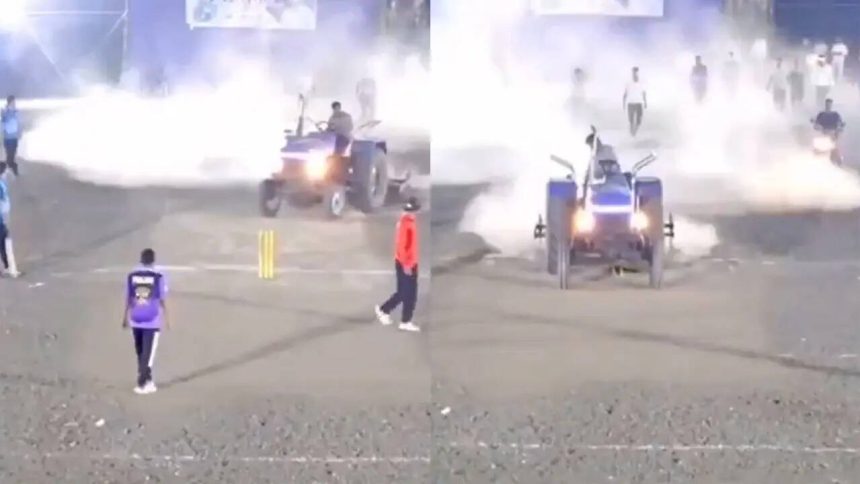Angry over 'no invite', politician damages cricket pitch with tractor - Watch