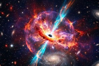 Black hole wakes after 100 million years and erupts like a cosmic volcano