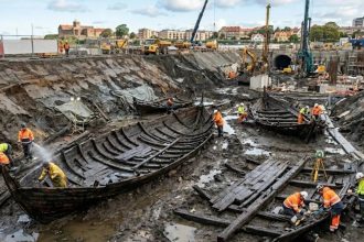 Buried beneath a Swedish city: Six centuries-old shipwrecks discovered during a railway project
