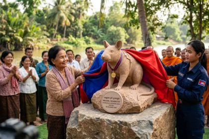 Cambodia honours its most famous landmine-sniffing rat, Magawa, with a statue