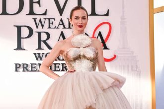 Emily Blunt stuns in a Schiaparelli gown at NY premiere