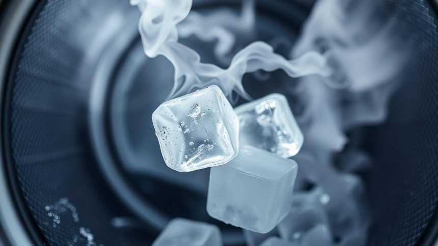 Ice cubes in the dryer: A smart way to reduce cloth wrinkles