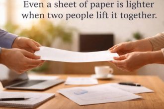 Korean proverb of the day: “Even a sheet of paper is lighter when two people lift it together”