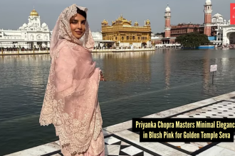 Priyanka Chopra chooses understated glamour in a blush-pink suit for her Golden Temple seva