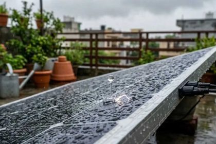 This solar panel makes electricity from rain, and a single drop can generate 110 volts