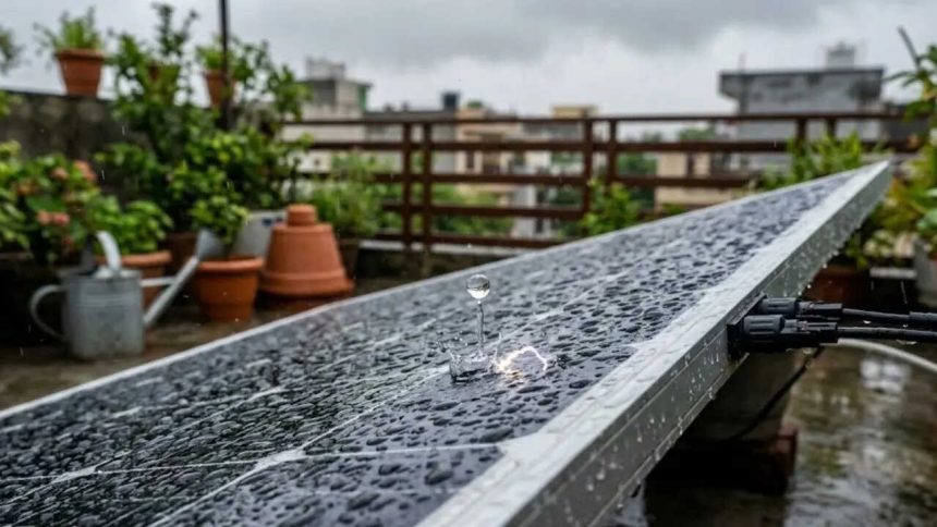 This solar panel makes electricity from rain, and a single drop can generate 110 volts