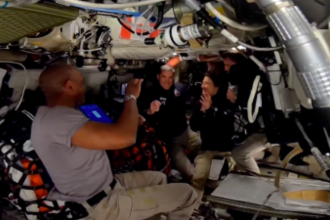 Where are the astronauts living inside the Orion spacecraft on their mission to the Moon
