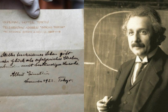 Albert Einstein’s theory of happiness: He had no cash for a tip, so he gave a note instead which sold for $1.56 million