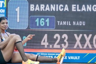 Baranica Elangovan clears 4.23m to better own pole vault NR