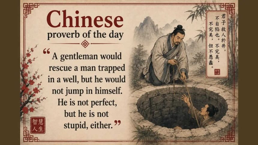 Chinese proverb of the day: “A gentleman would rescue a man trapped in a well, but he would not…” — the proverb expla
