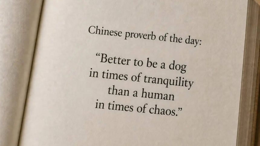 Chinese proverb of the day: “Better to be a dog in times of tranquility than a human in times of chaos.”