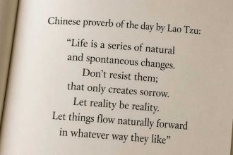 Chinese proverb of the day by Lao Tzu: “Life is a series of natural and spontaneous changes. Don’t resist them; that only