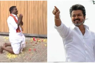 Emotional Vijay's fan offers prayers outside his residence