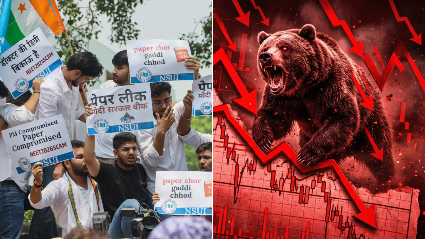 Evening news wrap: NEET exam cancelled over paper leak; stock market crashes over 1,400 points & more