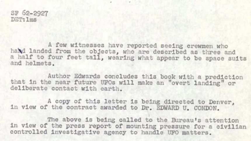 ‘Four feet tall, wearing space suits and helmets’: FBI UFO files reveal bizarre claims
