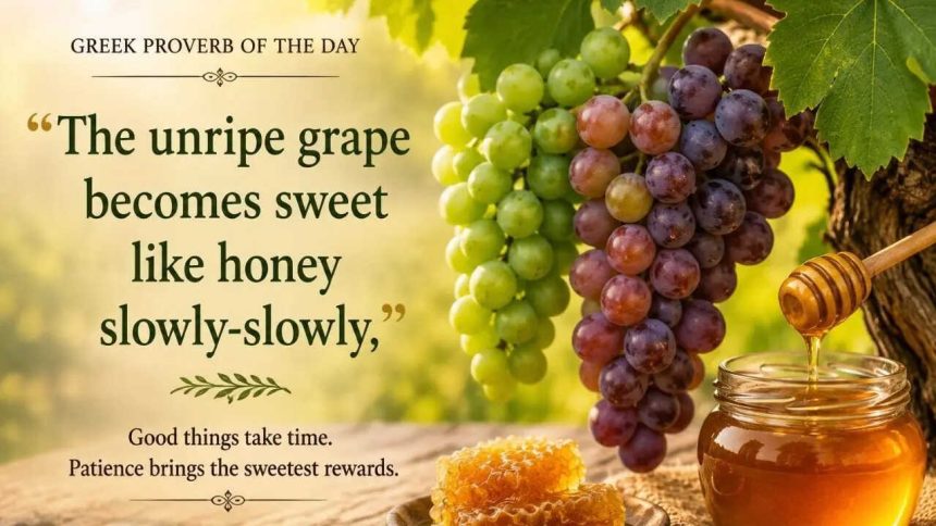 Greek proverb of the day: “The unripe grape becomes sweet like honey...”