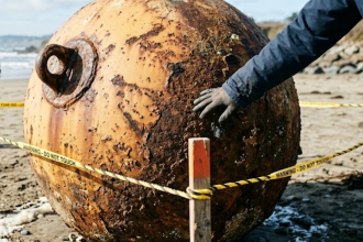 Japan Beach Mystery Sphere: Viral bomb fears end in a buoy; web panic over steel ball