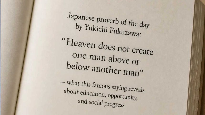 Japanese proverb of the day by Yukichi Fukuzawa: “Heaven does not create one man above or below another man” — what thi
