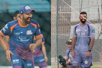 ‘Kya middle stump udaya bey’: Rohit’s funny act leaves MI, KKR in splits | Watch