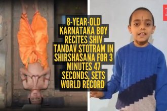Video: 8-year-old Karnataka boy recites Shiv Tandav Stotram in Shirshasana for 3 minutes 47 seconds, sets world record