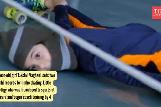 8-year-old girl Takshvi Vaghani sets two world records for limbo skating: Little prodigy who was introduced to sports at 2 ye