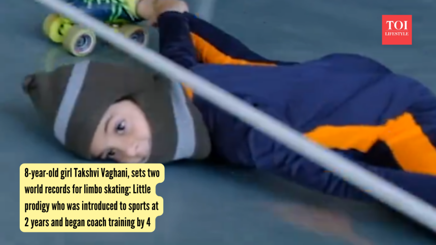 8-year-old girl Takshvi Vaghani sets two world records for limbo skating: Little prodigy who was introduced to sports at 2 ye