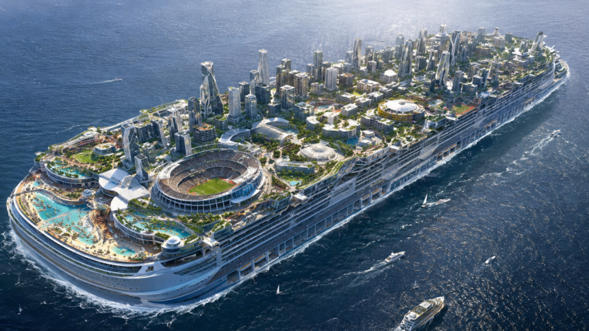 A floating city: Inside $16 billion megaship that could house 80,000 people, complete with schools, restaurants and a 15,000-
