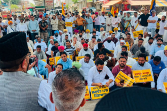 AAP workers stage protests across Punjab, accuse SAD of defaming chief minister Bhagwant Mann