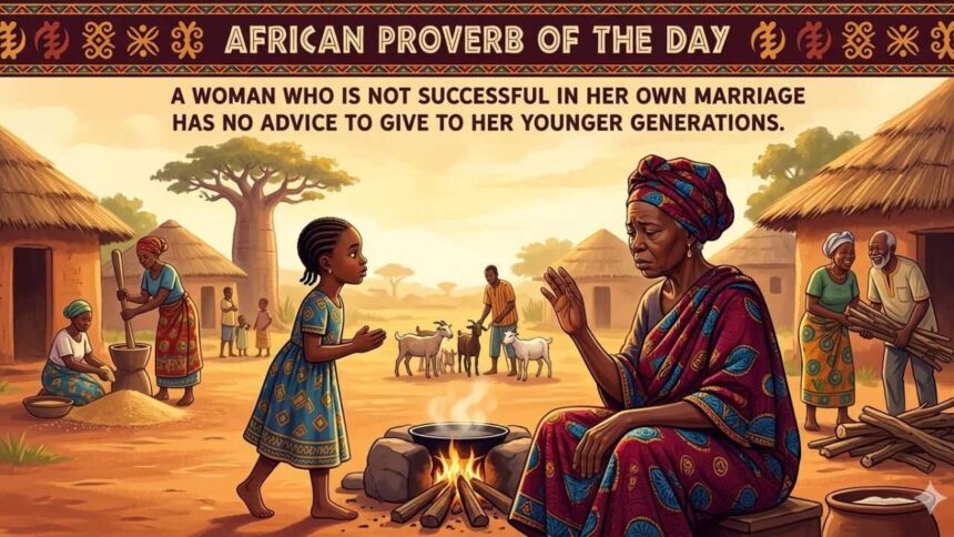African proverb of the day: "A woman who is not successful in her own marriage has no…" - a sharp old saying about who has