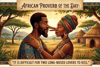 African proverb of the day: “It is difficult for two long-nosed lovers to kiss.”