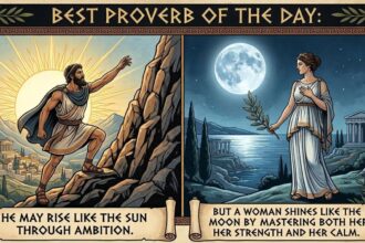 Best proverb of the day: "A man may rise like the sun through ambition, but a woman shines like…" - the quiet power of bein
