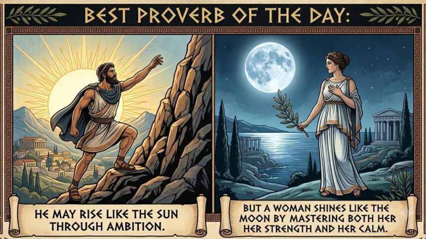 Best proverb of the day: "A man may rise like the sun through ambition, but a woman shines like…" - the quiet power of bein