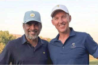 Brett Lee meets R Madhavan for a round of golf
