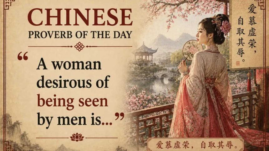 Chinese proverb of the day: “A woman desirous of being seen by men is…”