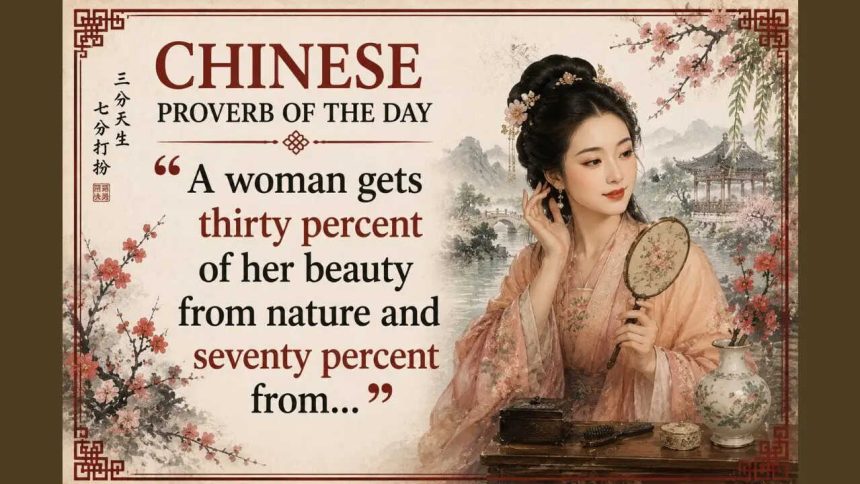 Chinese proverb of the day: “A woman gets thirty percent of her beauty from nature and seventy percent from...” — why t