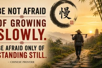 Chinese proverb of the day: 'Be not afraid of growing slowly. Be afraid only of ... ' — a lesson on why slow progress alway