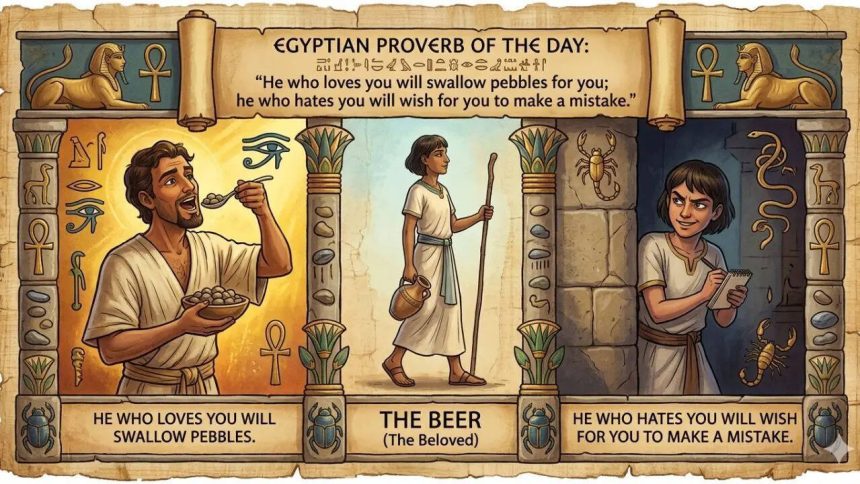 Egyptian proverb of the day: “He who loves you will swallow pebbles for you; he who hates you will…” - what this ancien