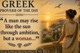Greek proverb of the day: “A man may rise like the sun through ambition, but a woman...”