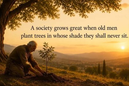 Greek proverb of the day: “A society grows great when old men plant trees in whose shade…”