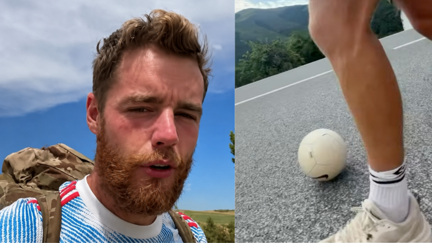 Honouring father's memory: British man is dribbling a football 2,000 miles from Africa to England to raise money for charity