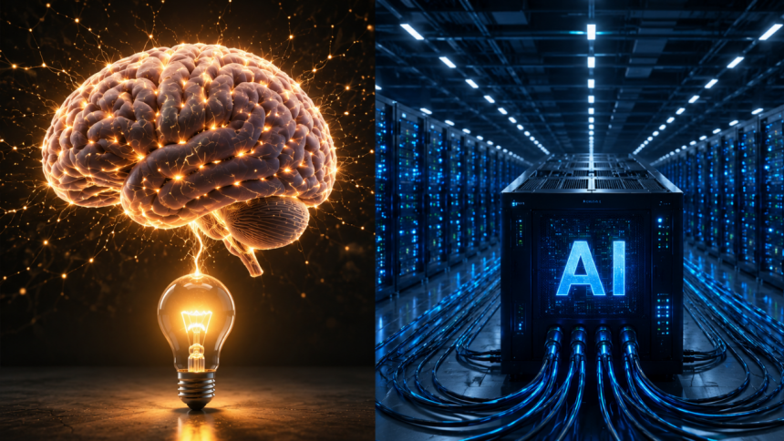 Human Brain Vs AI: Your brain runs on less power than a light bulb, outperforming supercomputers, yet AI needs entire data ce