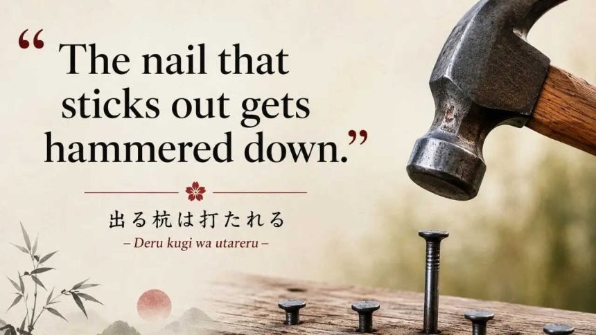 Japanese proverb of the day: "The nail that sticks out gets..."