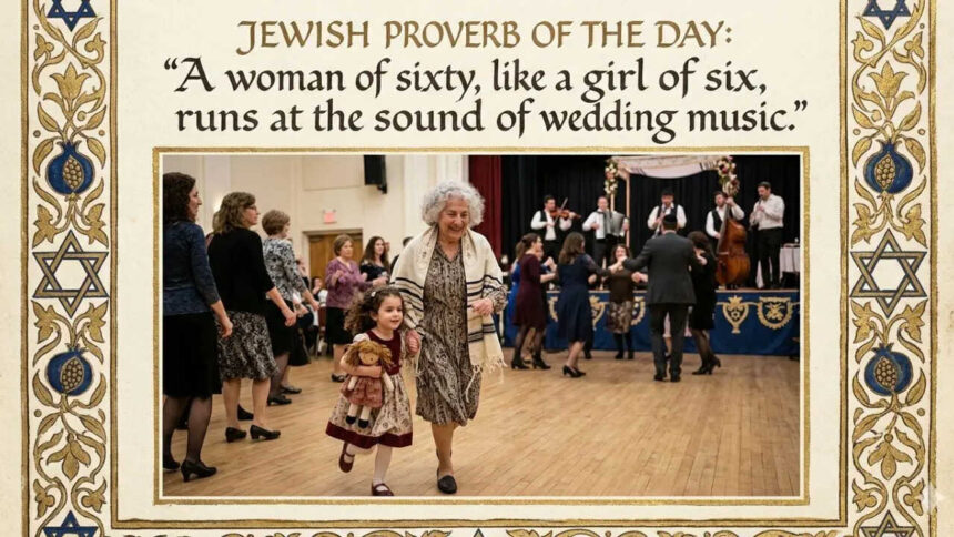 Jewish proverb of the day: “A woman of sixty, like a girl of six, runs at the sound of…”
