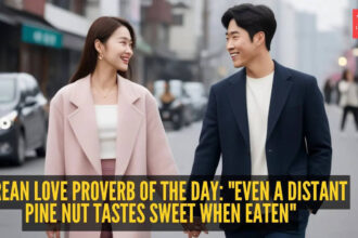 Korean love proverb of the day: "Even a distant pine nut tastes sweet when eaten"