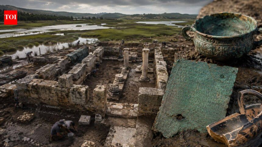 Lost for 2,500 years, the ancient Poseidon sanctuary emerges from the Greek marshlands with mysterious inscribed artefacts
