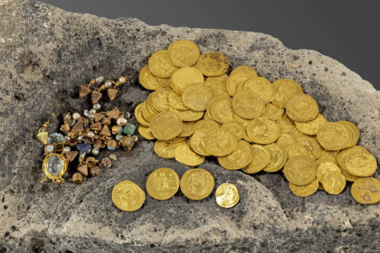 Metal detector uncovered a 1,400-year-old Byzantine treasure hidden beneath a stone in Israel